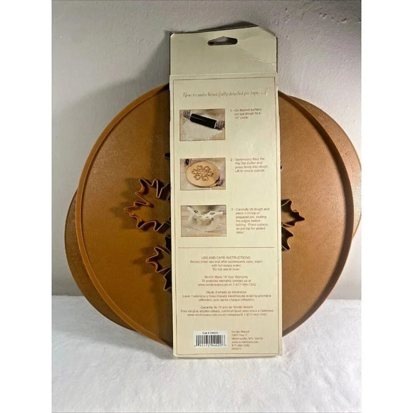 Nordic Ware 2-n-1 Leaves & Apples Reversible 12" Pie Top Cutter Thanksgiving - Picture 2 of 5